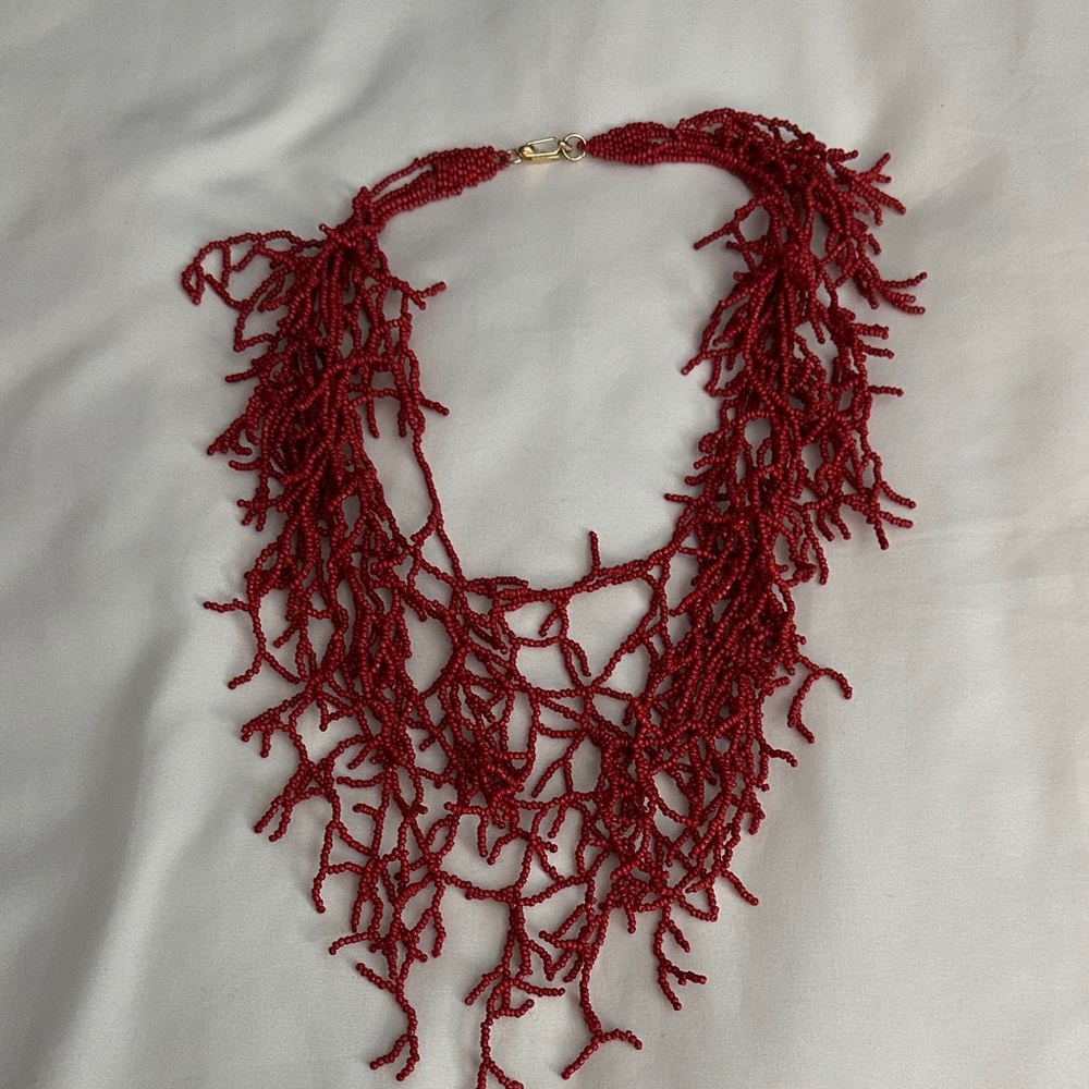 Elegant Red Beaded Necklace